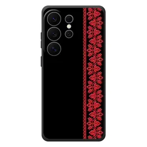 Силиконовый Чехол на Samsung Galaxy S26 Ultra с картинкой Вышиванки (Вышиванка на черном)