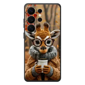 Печатный чехол «Зверята с кофе» для Samsung Galaxy S26 Ultra (Жираф с кофе)
