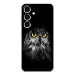 Чехлы с принтом СОВЫ для Samsung Galaxy S26 (Сова на чёрном)
