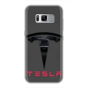 Силиконовый бампер с картинкой машины на Samsung Galaxy S8 Plus, G955 (Logo TESLA)
