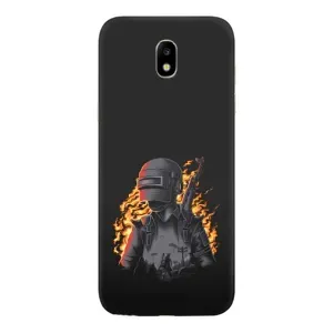 Силиконовый чехол с картинкой "Герой Pubg" на Samsung Galaxy J5 2017, (J530F европейская версия) (В огне)