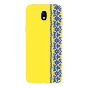 Силиконовый Чехол на Samsung Galaxy J7 2017 (J730F европейская версия) (Вышиванка на желтом)
