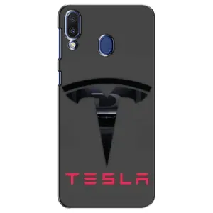 Силиконовый бампер с картинкой машины на Samsung Galaxy M20 (M205) (Logo TESLA)