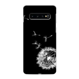 Силиконовый Чехол с одуванчиками на Samsung Galaxy S10e (Одуванчик на чёрном)