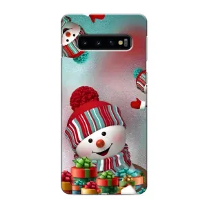 Чехлы на Новый Год Samsung Galaxy S10e (Снеговик в шапке)