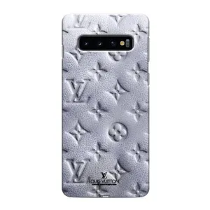 Текстурный Чехол Louis Vuitton для Самсунг С10 Плюс (Белый ЛВ)
