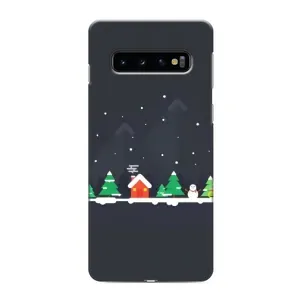 Силиконовый бампер на рождество для Samsung Galaxy s10 Plus (Город зимний)