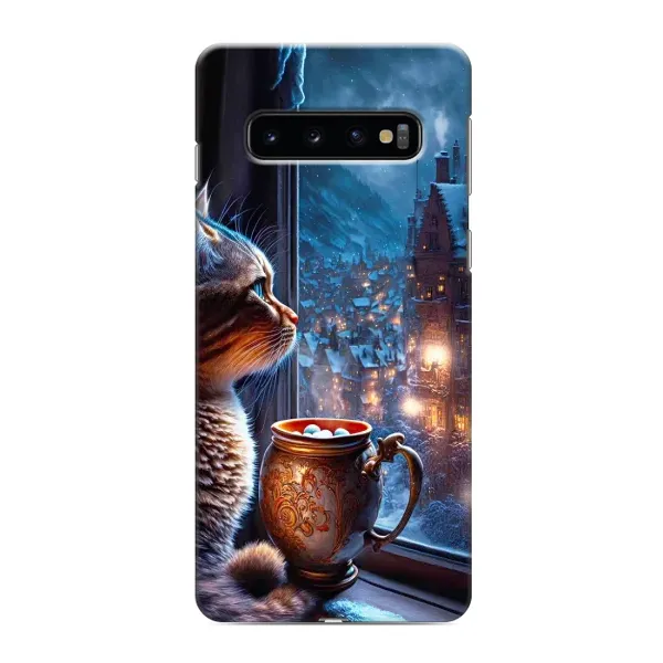 Чехол с рисунком «Кот новогодний» для Samsung Galaxy s10 Plus Чехол с рисунком «Кот новогодний» для Samsung Galaxy s10 Plus