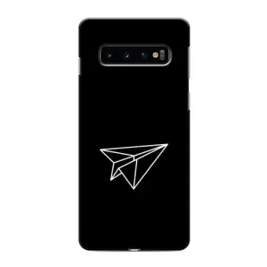 Чехол с картинками на черном фоне для Samsung Galaxy s10 Plus (Самолетик)
