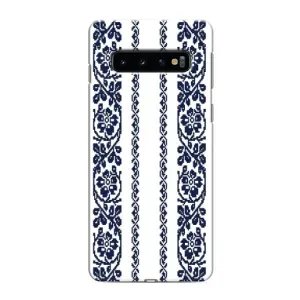 Силиконовый Чехол на Samsung Galaxy s10 Plus с картинкой Вышиванки (Синяя вышиванка)