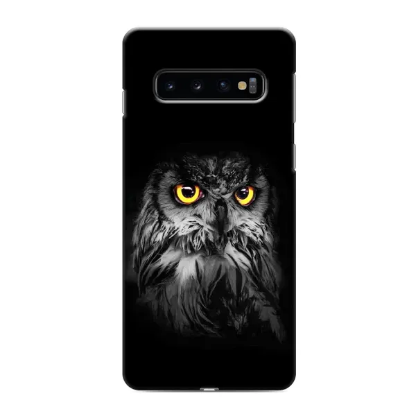 Чехол с рисунком «Сова на чёрном» для Samsung Galaxy s10 Plus