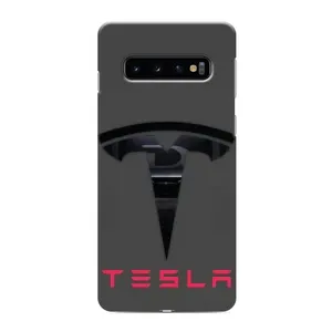 Силіконовий бампер з картинкою машини на Samsung Galaxy s10 Plus (Logo TESLA)