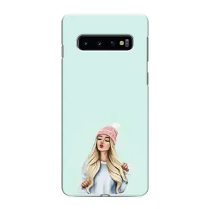 Силиконовый Чехол на Samsung Galaxy s10 Plus с картинкой Стильных Девушек (В шапке)