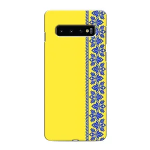 Силиконовый Чехол на Samsung Galaxy s10 Plus (Вышиванка на желтом)