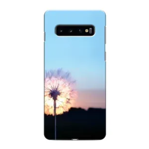 Силиконовый Чехол с одуванчиками на Samsung Galaxy s10 Plus (Закат с одуванчиком)