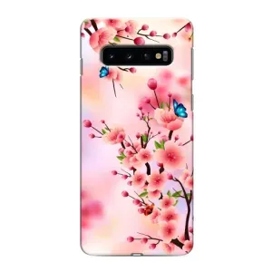 Чехол с принтом САКУРЫ на Samsung Galaxy S10 (Бабочки на сакуре)
