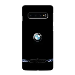 Силиконовый бампер с картинкой машины на Samsung Galaxy S10 (Черный BMW)