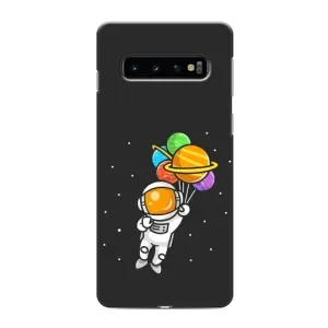 Силиконовый Чехол с принтом "Космонавты" на Samsung Galaxy S10 (Космонавт с шариками)
