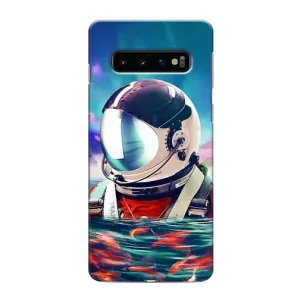Силиконовый Чехол с принтом "Космонавты" на Samsung Galaxy S10 (Космонавт в воде)