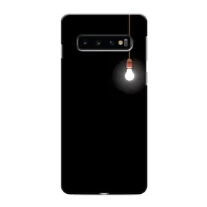 Чехол с картинками на черном фоне для Samsung Galaxy S10 (Лампочка)