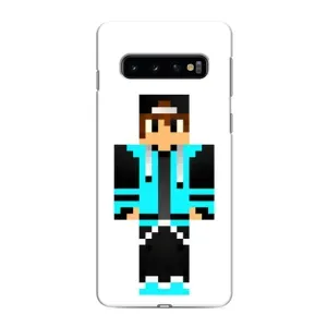 Чехлы для Samsung Galaxy S10 (Персонажи Майн Крафт) (Мальчик в голубом)
