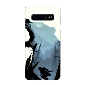 Силиконовый бампер с картинкой животных для Samsung Galaxy S10 (Медведь и лес)