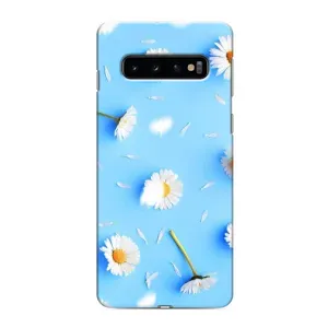 Чехол с Цветами для Samsung Galaxy S10 (ромашки на голубом)