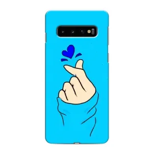 Чехлы (Знак сердечка) на Samsung Galaxy S10 (Сердце на синем)