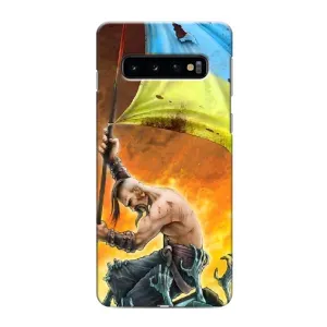 Чехол с картинкой (Патриотический КОЗАК) на Samsung Galaxy S10 (Сильный Козак)