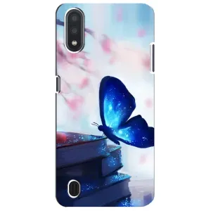 Силиконовый бампер с картинкой животных для Sansung Galaxy M01 Core (A013F) (Бабочка синяя)
