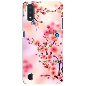 Чехол с принтом САКУРЫ на Sansung Galaxy M01 Core (A013F) (Бабочки на сакуре)