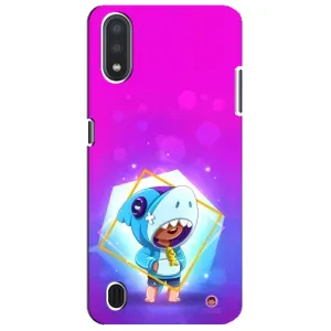 Чехол Бравл Старс для Sansung Galaxy M01 Core (A013F) (Леон в костюме Акулы)