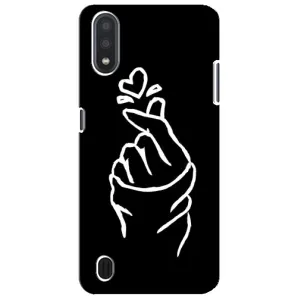 Чехлы (Знак сердечка) на Sansung Galaxy M01 Core (A013F) (Сердце на черном)