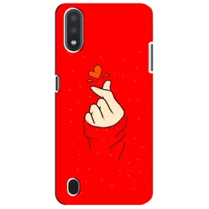 Чехлы (Знак сердечка) на Sansung Galaxy M01 Core (A013F) (Сердце на красном)