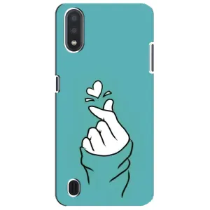 Чехлы (Знак сердечка) на Sansung Galaxy M01 Core (A013F) (Сердечко на бирюзовом)