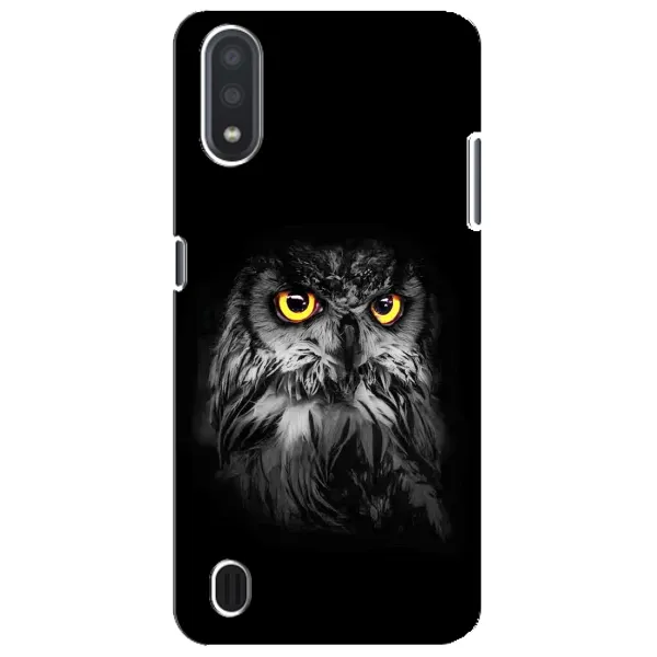Чехол с рисунком «Сова на чёрном» для Samsung Galaxy M01 Core (A013F) Чехол с рисунком «Сова на чёрном» для Samsung Galaxy M01 Core (A013F)
