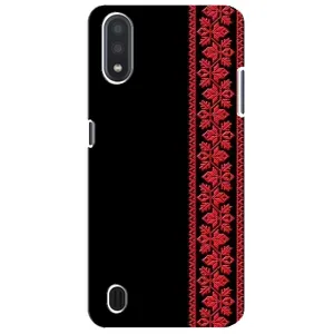 Силиконовый Чехол на Sansung Galaxy M01 Core (A013F) с картинкой Вышиванки (Вышиванка на черном)