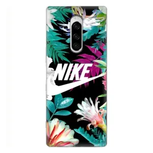 Силіконовый Чохол на Sony Xperia 1 з картинкою НАЙК (Квітковий Nike)