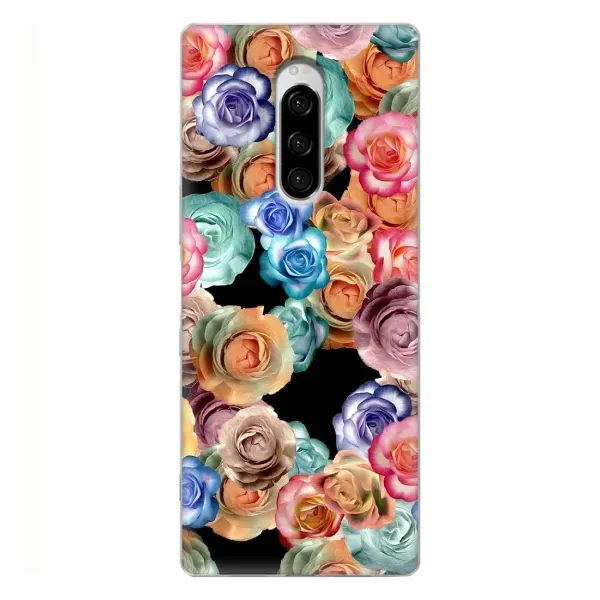 Чехол с рисунком «Цветы на черном» для Sony Xperia 1 Чехол с рисунком «Цветы на черном» для Sony Xperia 1