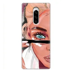 Силиконовый Чехол на Sony Xperia 1 с картинкой Стильных Девушек (Девушка и ресницы)