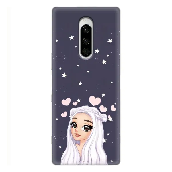 Чехол с рисунком «Девушка и сердечки» для Sony Xperia 1 Чехол с рисунком «Девушка и сердечки» для Sony Xperia 1