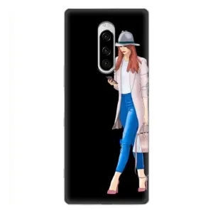 Чехол с картинкой Модные Девчонки Sony Xperia 1 (Девушка со смартфоном)
