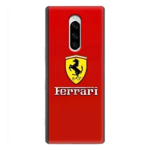 Силиконовый бампер с картинкой машины на Sony Xperia 1 (Ferrari Logo)