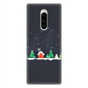 Силиконовый бампер на рождество для Sony Xperia 1 (Город зимний)