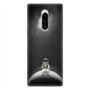 Силиконовый Чехол с принтом "Космонавты" на Sony Xperia 1 (Космонавт романтик)