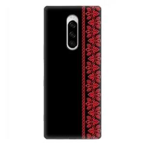 Силиконовый Чехол на Sony Xperia 1 (Красная Вышиванка)