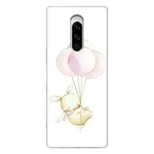 Силиконовый бампер с картинкой животных для Sony Xperia 1 (Кролик и шарики)