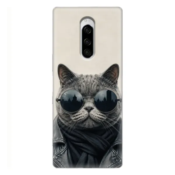Чехол с рисунком «Модный кот» для Sony Xperia 1 Чехол с рисунком «Модный кот» для Sony Xperia 1