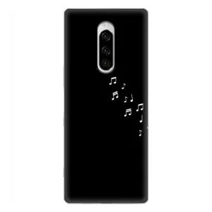 Чехол с картинками на черном фоне для Sony Xperia 1 (Ноты)