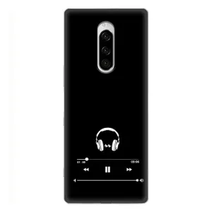 Чехол с картинками на черном фоне для Sony Xperia 1 (Плеер)